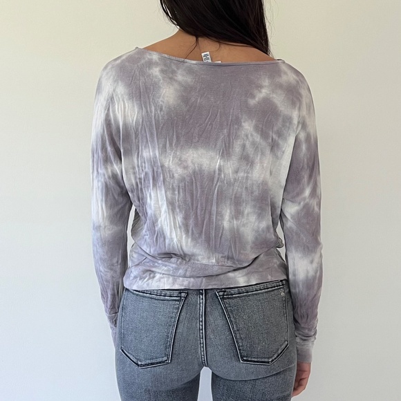 Veronica M Jersey Tie Dye Dolman Top Grey Long Sleeve - Picture 3 of 7